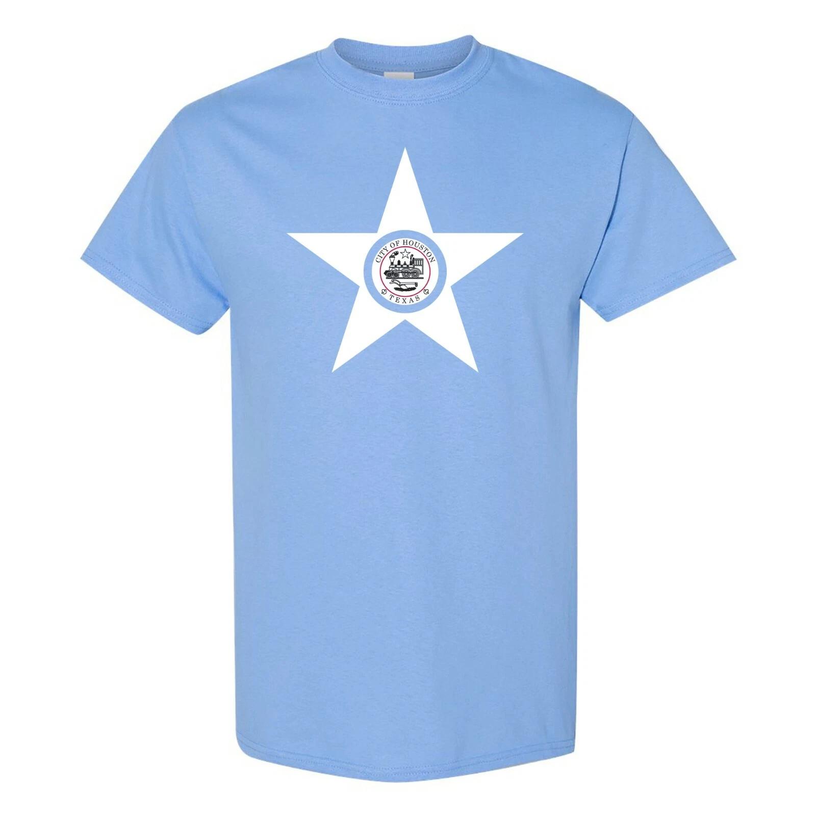 

Houston US City Flag Hometown Souvenir Basic Cotton T-Shirt - Carolina Blue S