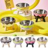 Anti Slip Stainless Steel Cat Bowl Detachable Dog Feeding Station Cute Pet High Footed Bowl  Home