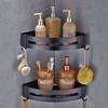 Wall Hanging Space Aluminum Double Layer Storage Rack Corner Shelf for Home Bathroom Black