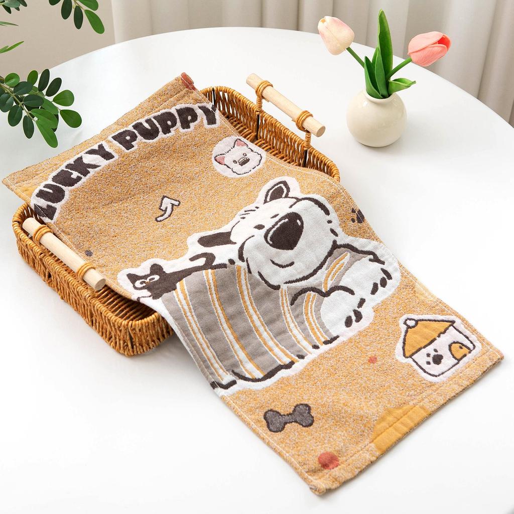 Children's Cartoon Pure Cotton Gauze Bath Towel, Thickened & Soft, Skin-Friendly, Four Layers, 25x50cm