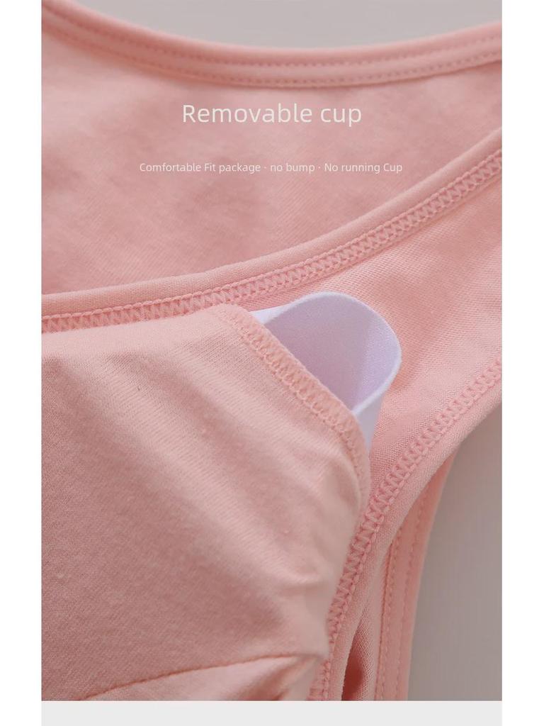 Sutiã de Algodão Puro Estilo Pastoral Zhangyan: Copo Grande, Fivela Frontal, Costas Largas, Confortável e Respirável para Mulheres de Meia-Idade e Idosas.