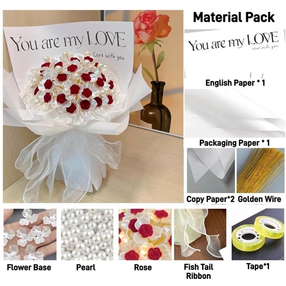 Band Künstliche Blumen Materialpaket Set Perle Valentinstag Geschenk Babyparty