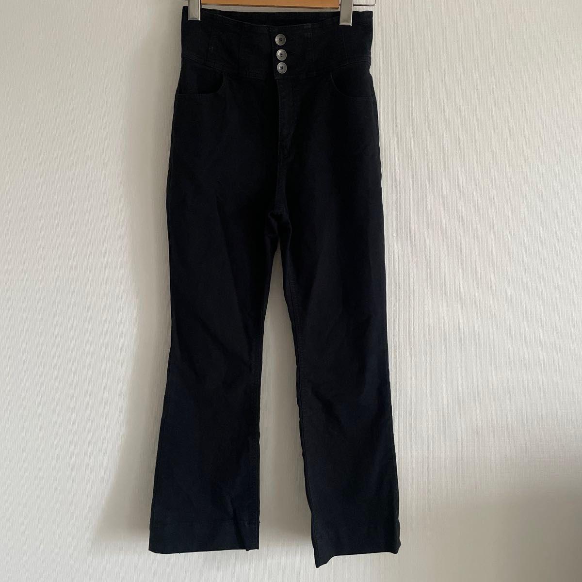MOUSSY High Waist Denim Black 3 Buttons M Beautiful Legs Straight