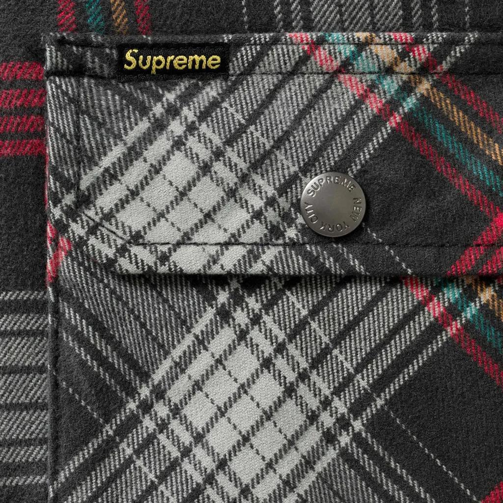 Supreme Quilted Lined Flannel Snap Shirt Black