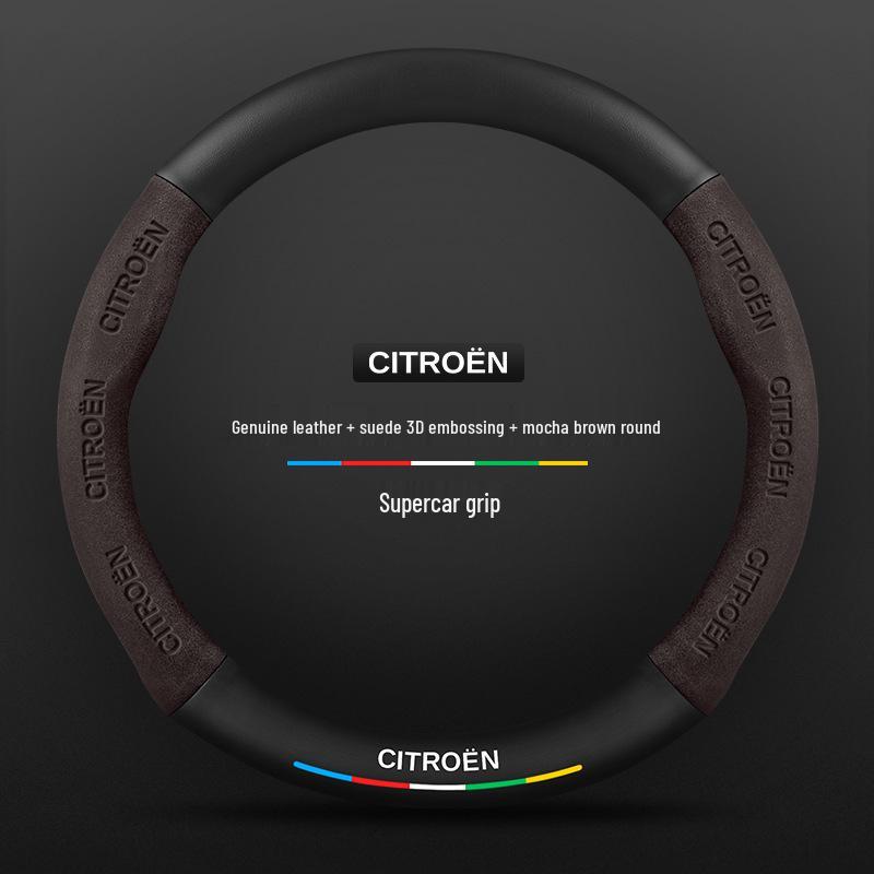 Universal Non-Slip Suede Steering Wheel Cover for Citroen: All-Season, Breathable Design for Men and Women