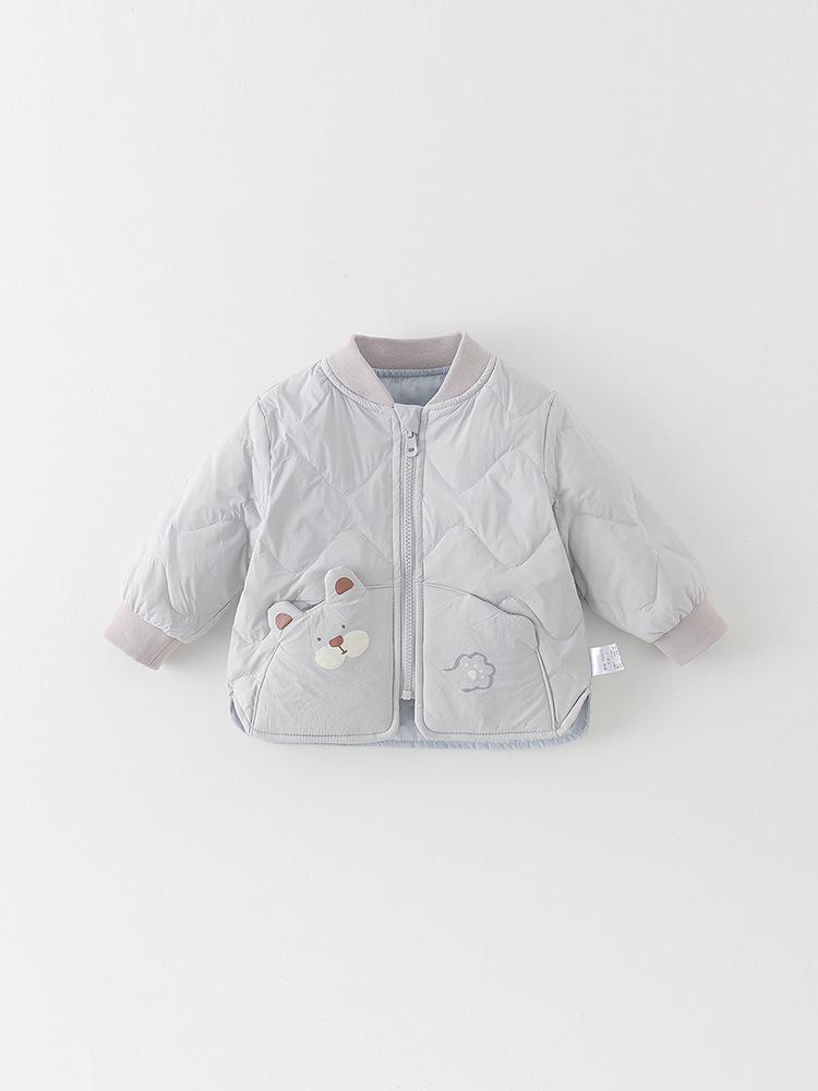 Infant Boys' Lightweight Cartoon Down Jacket, Class A, Autumn/Winter Warm Outerwear, White Duck Down 90