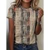 Women's T Shirt Print Graphic Geometric Striped Vintage Stylish Classic Short Sleeve Crew Neck Regular Tops