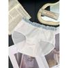 Girl Spring and Autumn Sweet Plaid Edge Splicing 10A Antibacterial Wrapped Hip Mid Waist Triangle Briefs