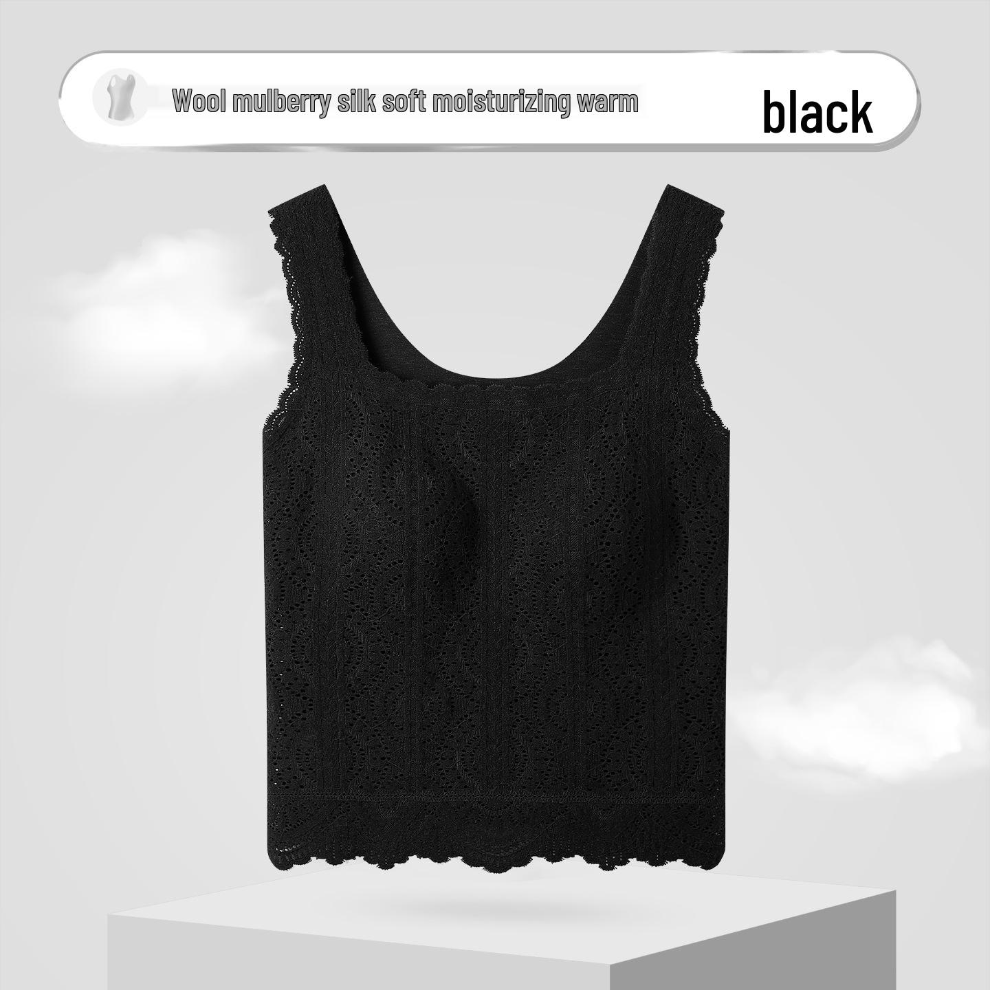 

Женский жилет из тутового шелка с кружевом и чашечками: Теплый, увлажняющий базовый слой для осени/зимы F+ [Delicate, Warm, Lace] Recommended 115-130 lbs