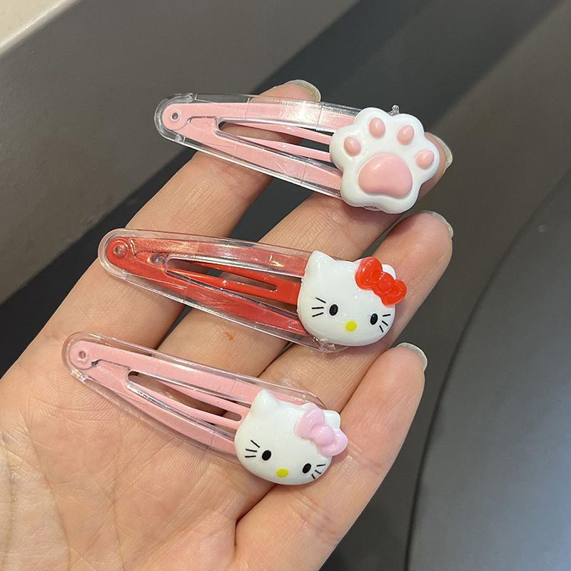 1 Pcs Red Pink Y2K Cartoon Cat Paw Hair Clip Headwear Travel Hairpins Headdress Hairclip