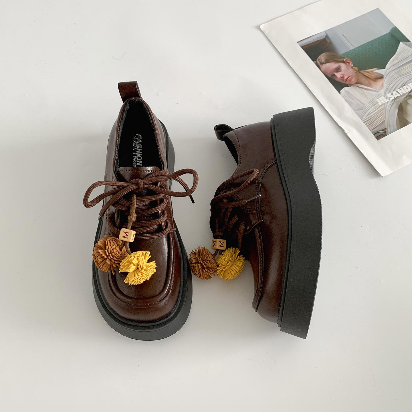 

Коричневые туфли на платформе в британском стиле, женские, новые осень 2025, универсальные, высококлассные, на мягкой подошве, лоферы, увеличивающие рост 40 коричневый