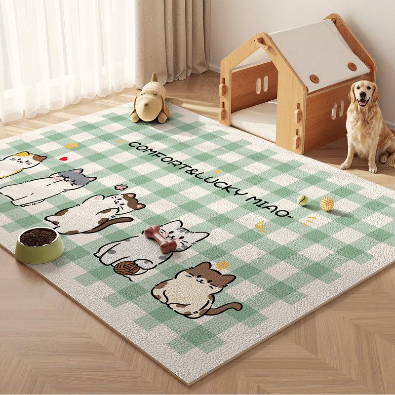 VIKAMA White Plaid Pet Mat Non Slip Waterproof Floor Rug for Dog Cat Bed Crate Kennel Washable Reusable Pet Friendly
