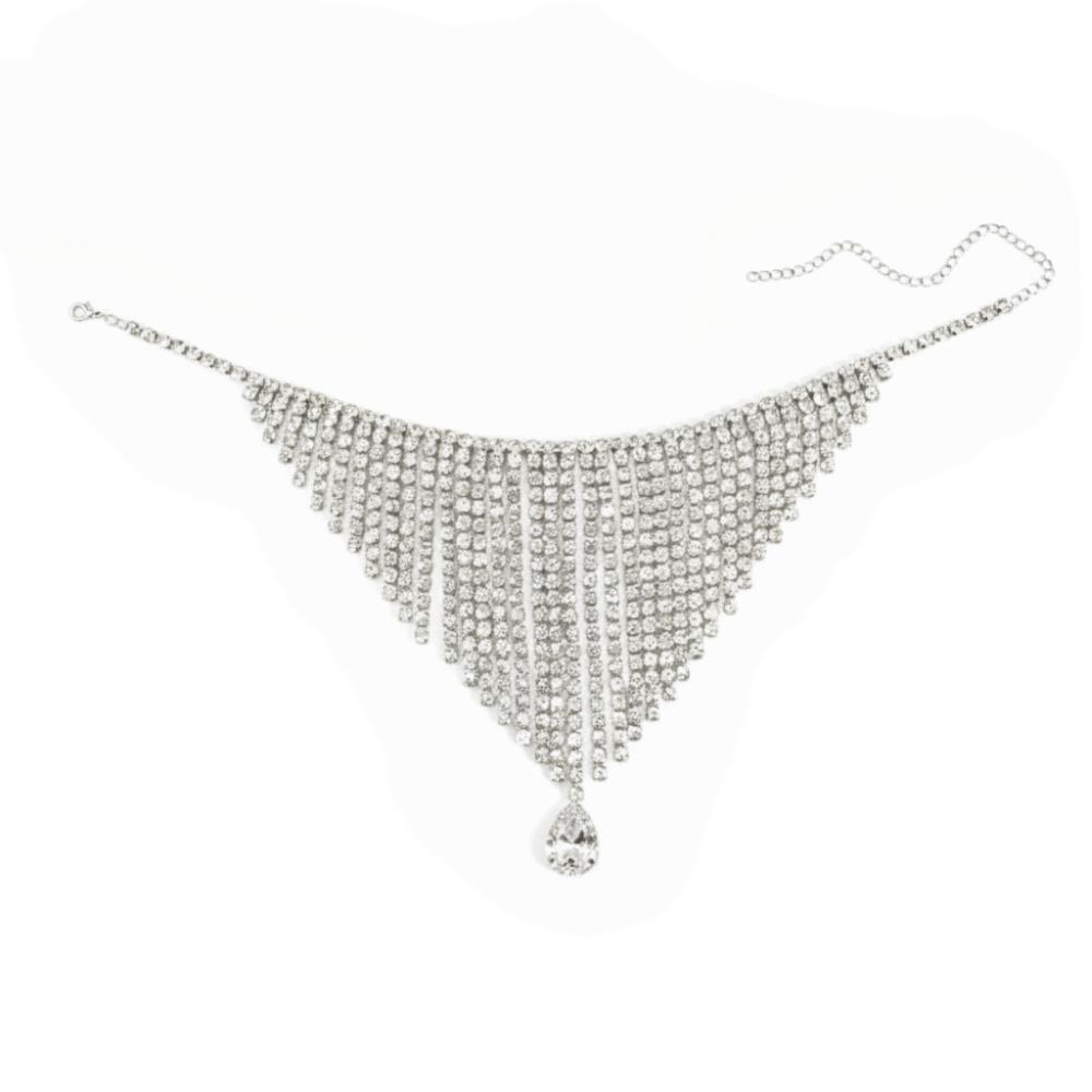 Sparkling Rhinestone Necklace Water Droplet Shiny Choker Elegant Clavicle Chain Party Style 1