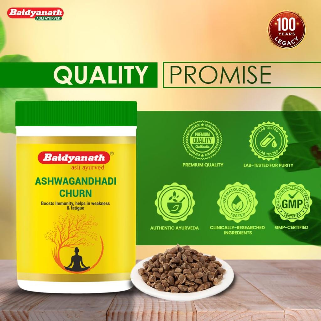 Baidyanath Ashwagandhadi Churna 100g X Pack of 2 Ayurvedic Herbal Powder for Energy and Vitality