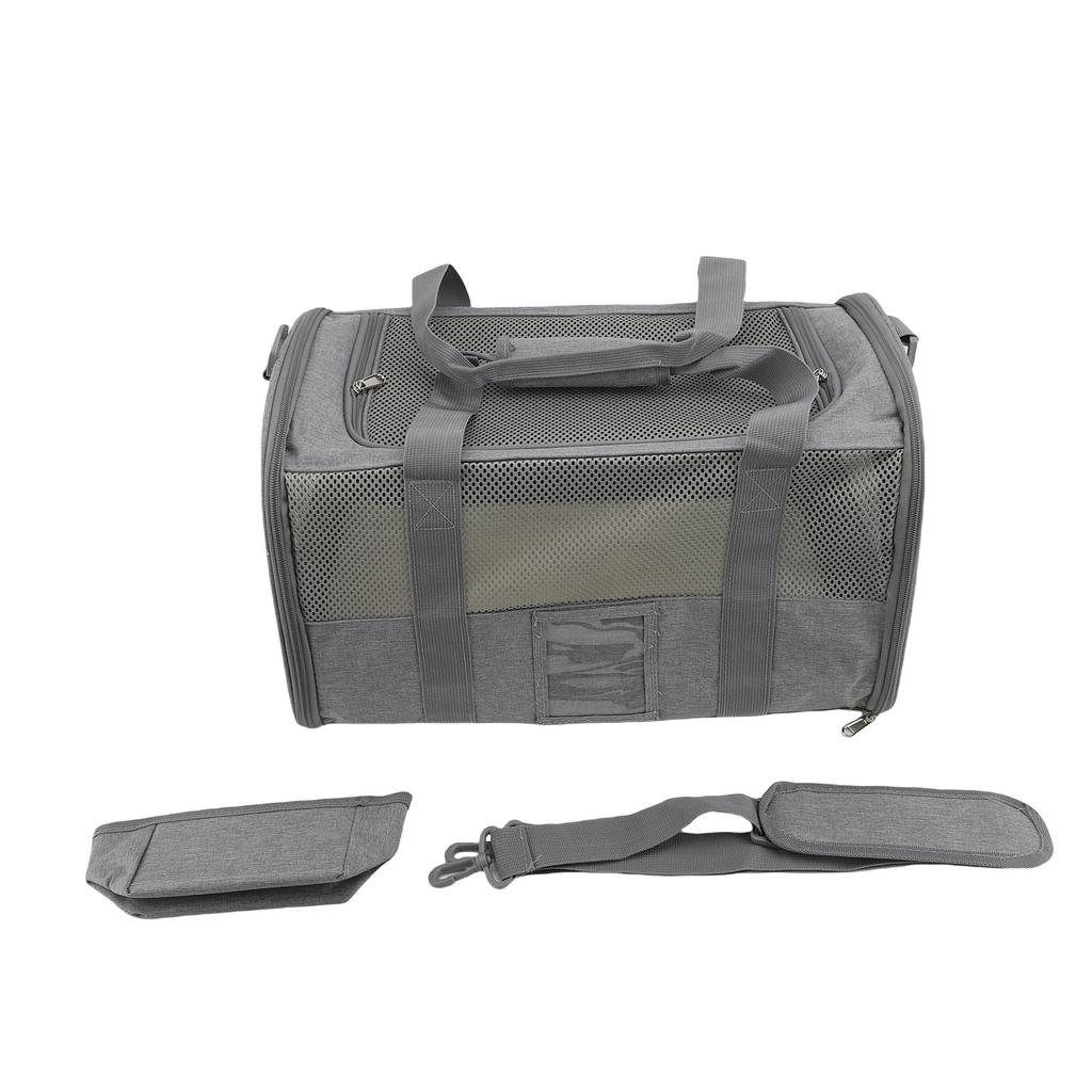 Foldable Pet Carrier Bag with Shoulder Strap Mat Detachable Bowl Breathable Soft Sided Cat Dog Carrier for Travel