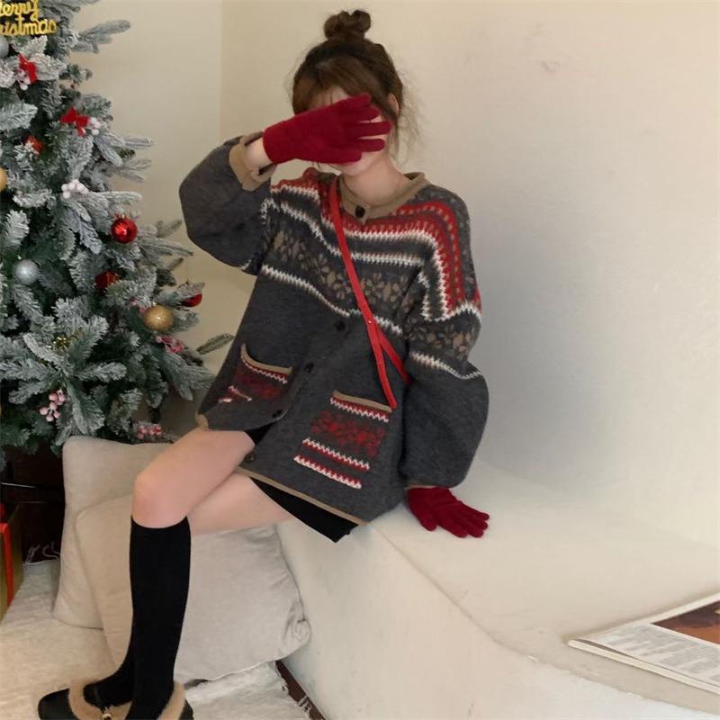 

YYFS Женская мода Повседневный Осень Зима Длинный рукав О-образный вырез свитера Size: One Size серый