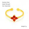 Adjustable Titanium Steel Ring with Zirconia Flower - European Style