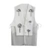 Womens 2026 Heavy Sequined 3D Flower Mesh Patchwork Vest Trendy Street Style V-Neck Waistcoat