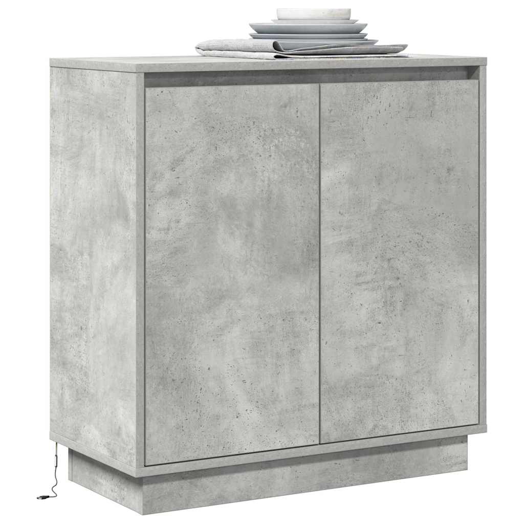 LED Sideboard in Concrete Grey 71 x 34.5 x 75 cm Particleboard