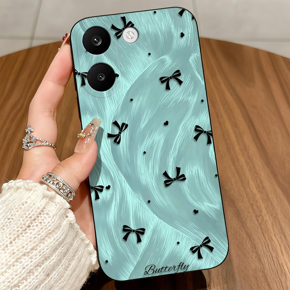 For Xiaomi POCO X8 Pro Max 5G Cases Blue Love Bow Cover Soft Matte Silicone Protective Black For POCO X8Pro Max Funda