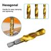 Compound Screw Tap Bit Set M3/4/5/6/8/10 Hex Spiral Tap Countersink Drill Reamer Titanium Soft Metal Tapping Chamfering Tools