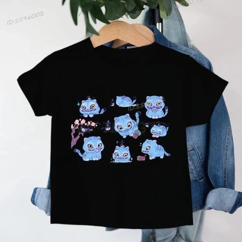 Derpy Tiger Kpop Lovci Démonů Tričko pro Děti Dívka Chlapec Roztomilý Tygr Kawaii Kreslené Tričko Letní Dívčí Oblečení