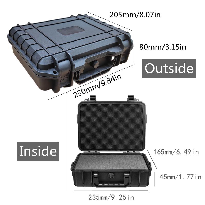 1pc Safety Instrument Tool Box Waterproof Hard Carry Case Bag Tool Case Sponge Protective Tool Storage Box Shockproof Hard Case 250x205x74mm