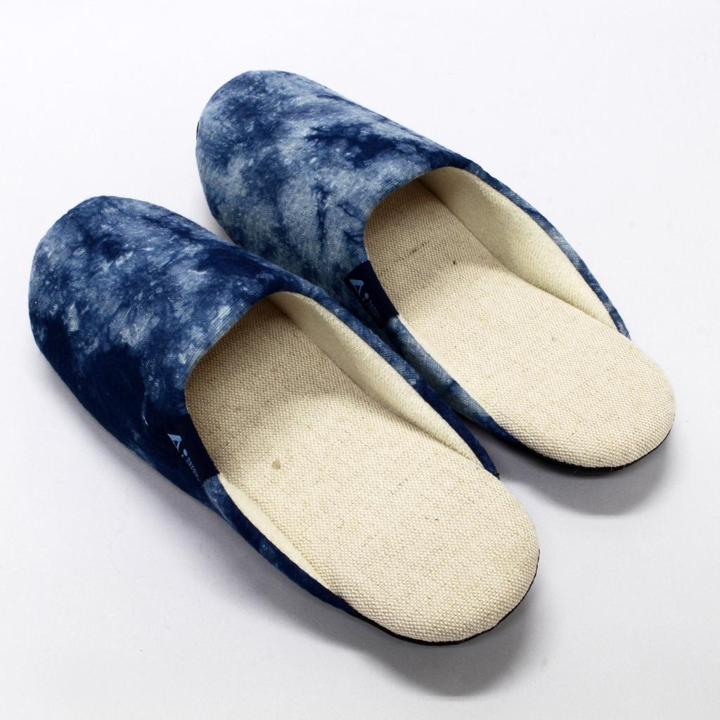 Ai Blue Indigo Stoff 01 Blå Flekkfargede Tøfler, Medium, (26 cm)