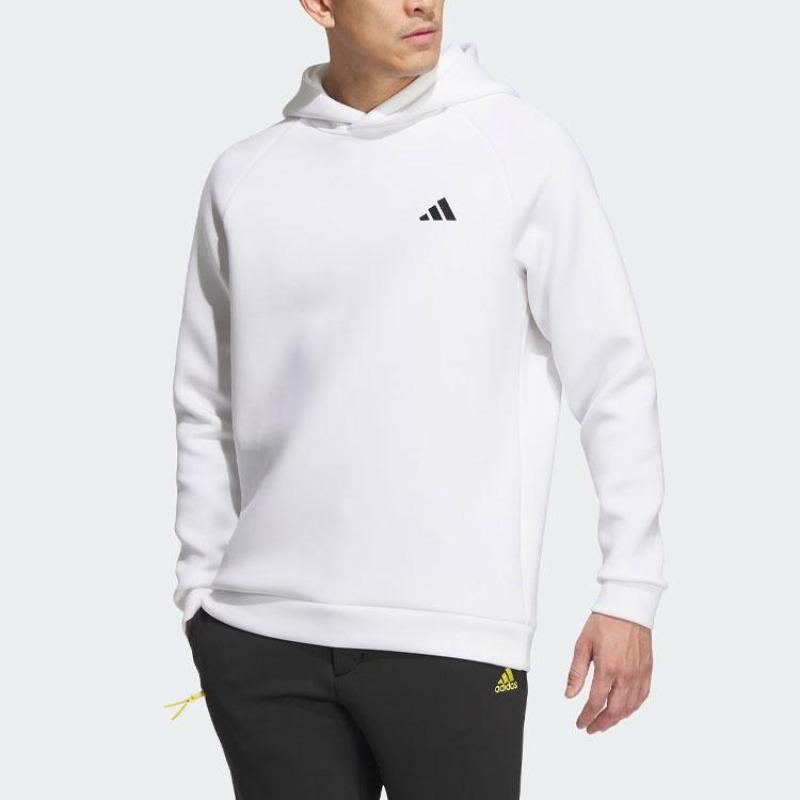 Adidas 3D Deboss Spacer Sleeve Hoodie Solid Color Logo Golf Sports Hoodie Men Hoodies White HY0969