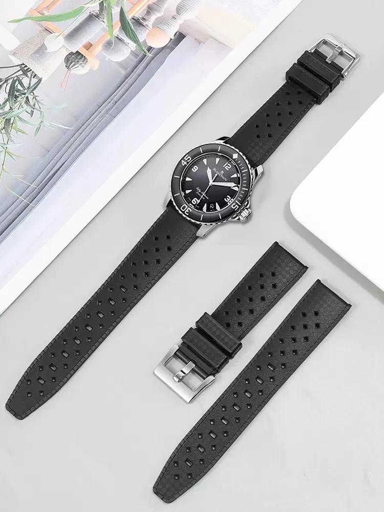Silicone Watch Band 20mm Soft Rubber Strap Breathable Bracelet For Blancpain Belt Fifty Fathoms 5008B Accessories
