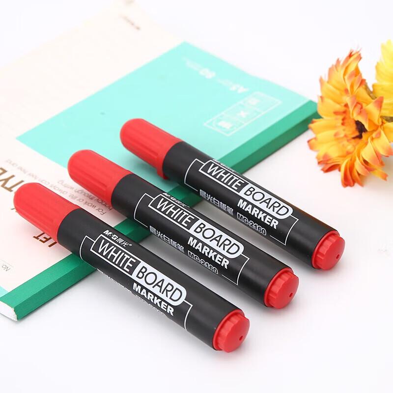 M&G Red Erasable Whiteboard Marker Pens, 12-Pack