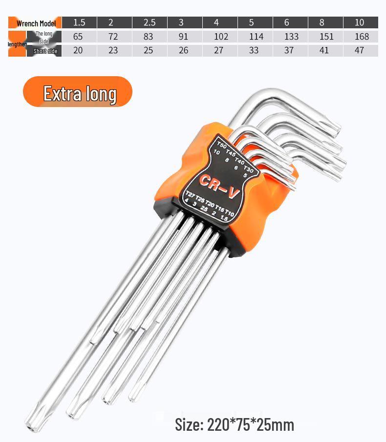 9-Piece Matte Hex Wrench Set with Flat & Ball Heads