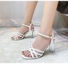 Heel Femmes Sexy Talons Clairs Sandales Pantoufles Dames Croix Sangle Boucle Chaussures