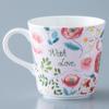 Tasse cadeau NARUMI Anna Emilia Florale Nordique, 340cc, « Avec Amour », Rose, Impression, Mignonne, Design, Grande, Cadeau, Adapté au micro-ondes, Adapté au lave-vaisselle, Emballé dans une boîte,