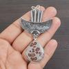 Natural Coffee Bean Jasper Gemstone 925 Sterling Silver Jewelry  Pendant 3.04" AJP-2090