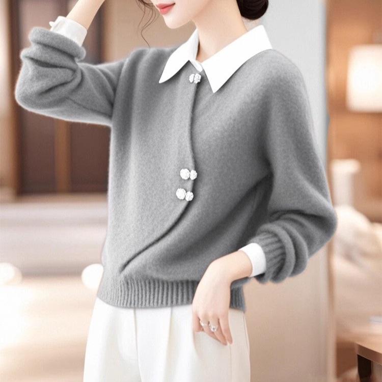 2024 Winter Women's Versatile Warm National Style Knitted Base Layer Sweater