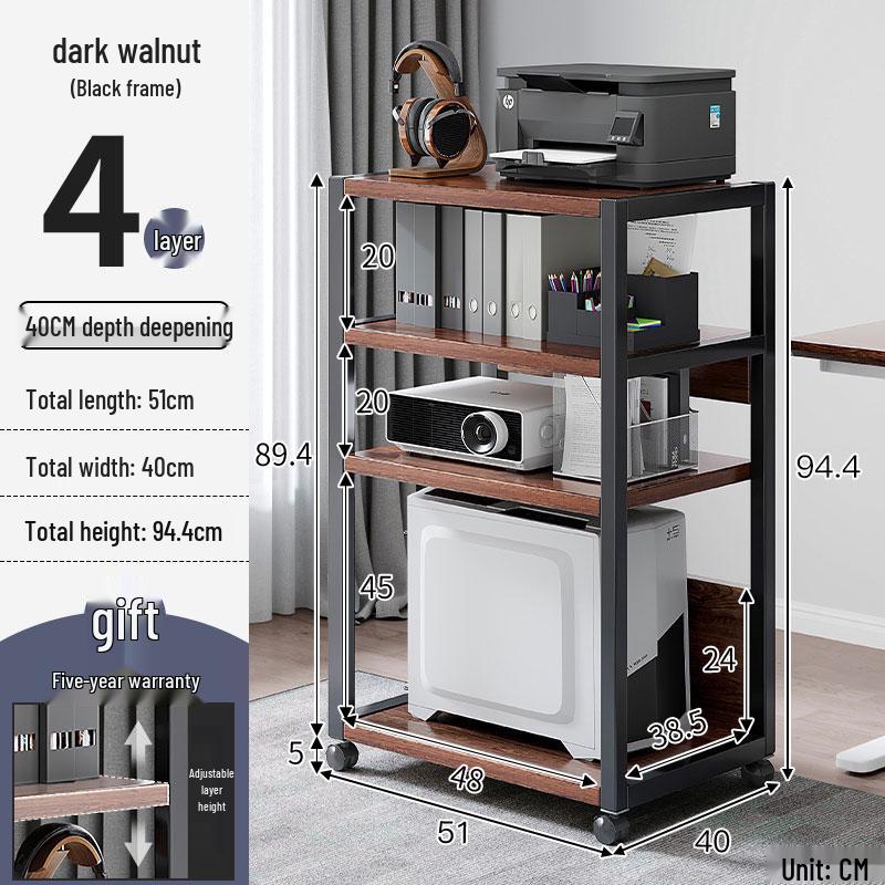 Floor-Standing Multi-Layer Mobile Printer Rack & Computer Host Organizer Cabinet
