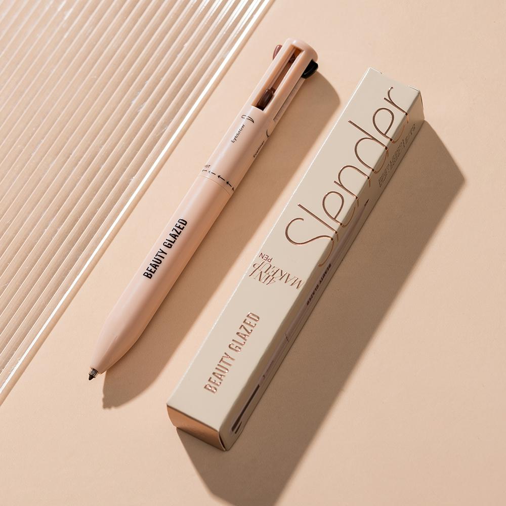 Multi-Function Beauty Glazed 4-in-1 Makeup Pen Waterproof Cosmetic Pencil for Eyeliner Brow Lip Highlighter