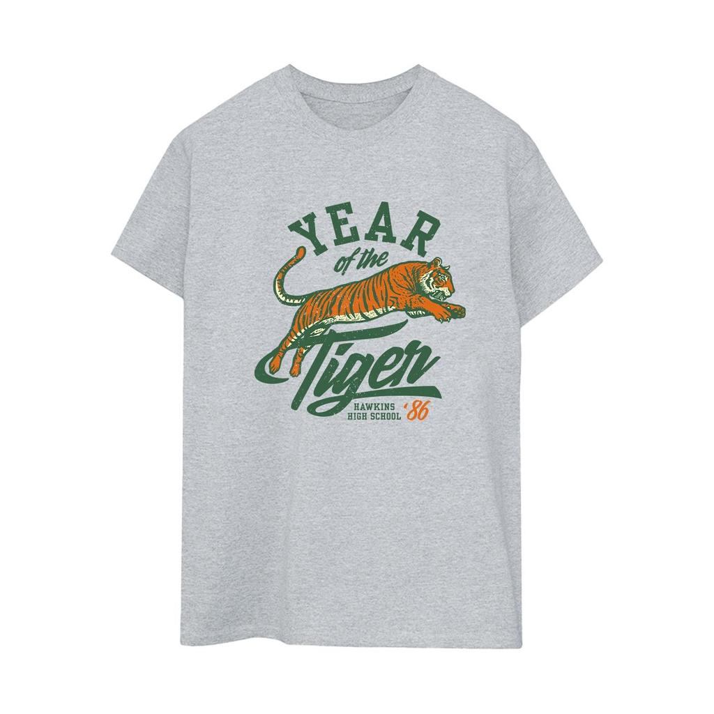 Netflix Womens/Ladies Stranger Things Hawkins Year of The Tiger 86 Cotton Boyfriend T-Shirt