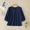 ZANZEA Blusa casual da donna a maniche 3/4 a tinta unita con scollo rotondo