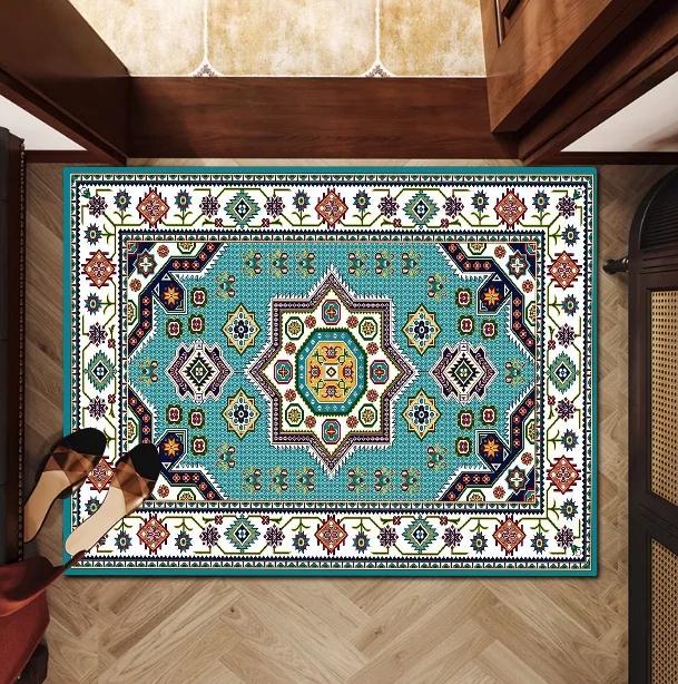 Persian Style Carpet Ethnic Style Woven Geometric Pattern Printed Rug Room Living Room Decoration Retro Home Mat