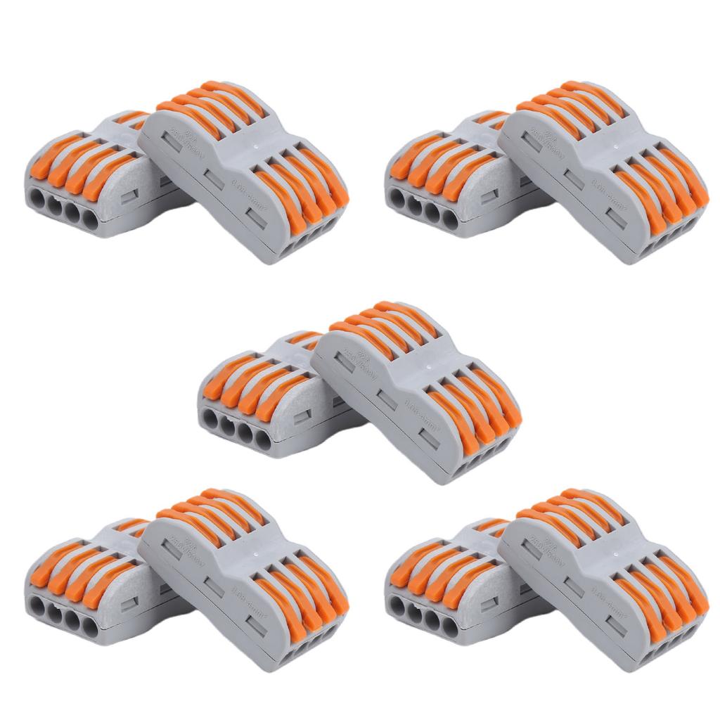 10Pcs Compact Wire Connectors Lever Nut Terminal Block SPL‑4 Quick Connect Splice Type