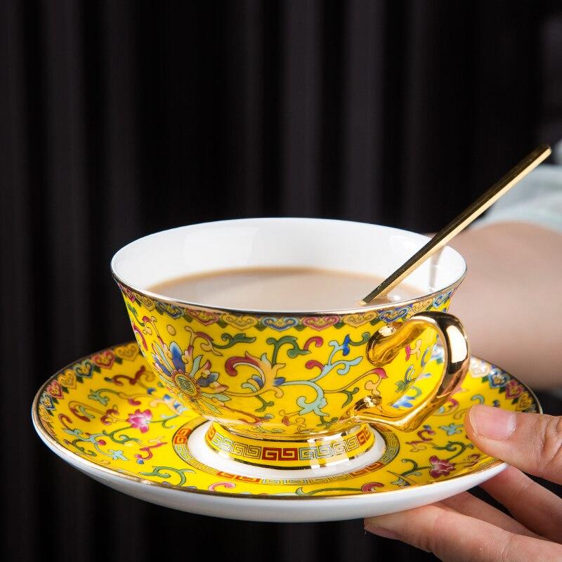 Coffee Cup Luxury Ceramic Mug Coffee Reusable Cup Tea Cups And Saucer Sets Chinese Drinkware|Teacup & Saucer Sets