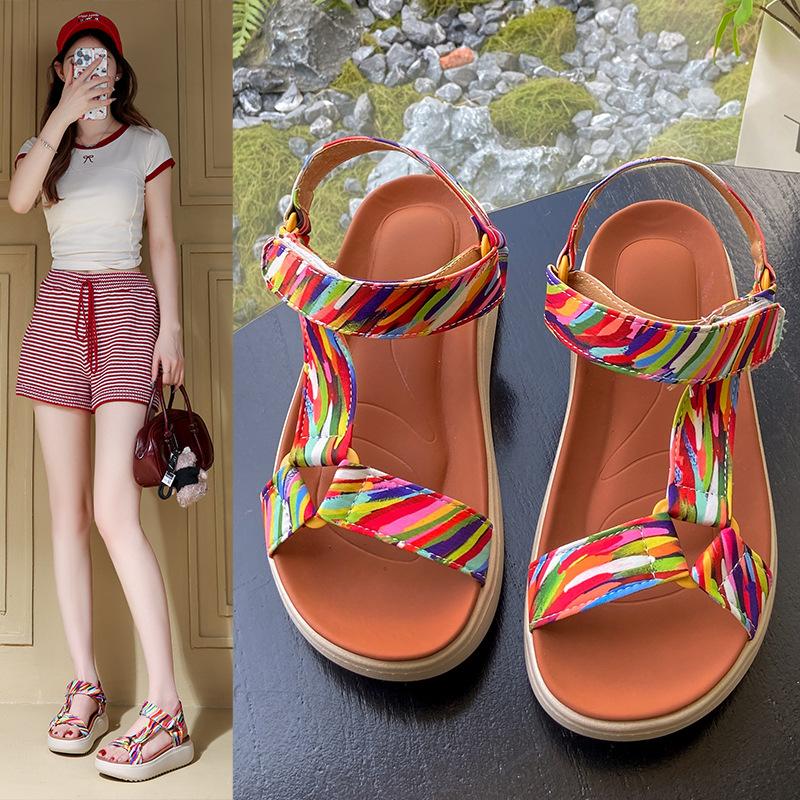 

Platform sandals women s summer new casual and lightweight beach shoes fashionable and simple women s shoes 42 коричневый