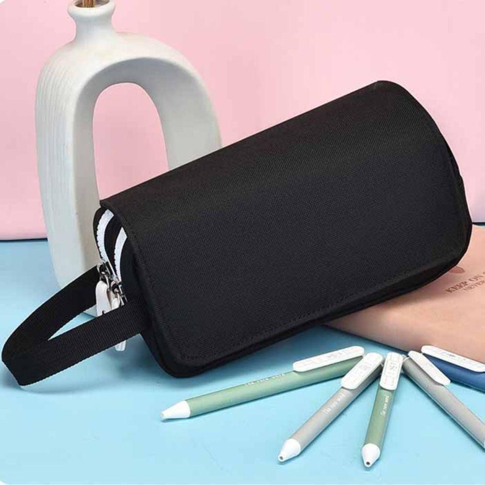 

Simple Canvas Pencil Case Solid Color Pen Bag New Pencil Box
