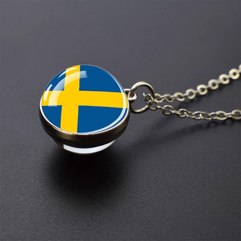 Countries Flag Glass Ball Necklace Russia France Spain UK Italy Poland Ukraine Flag Pendant Necklace Travel Gift