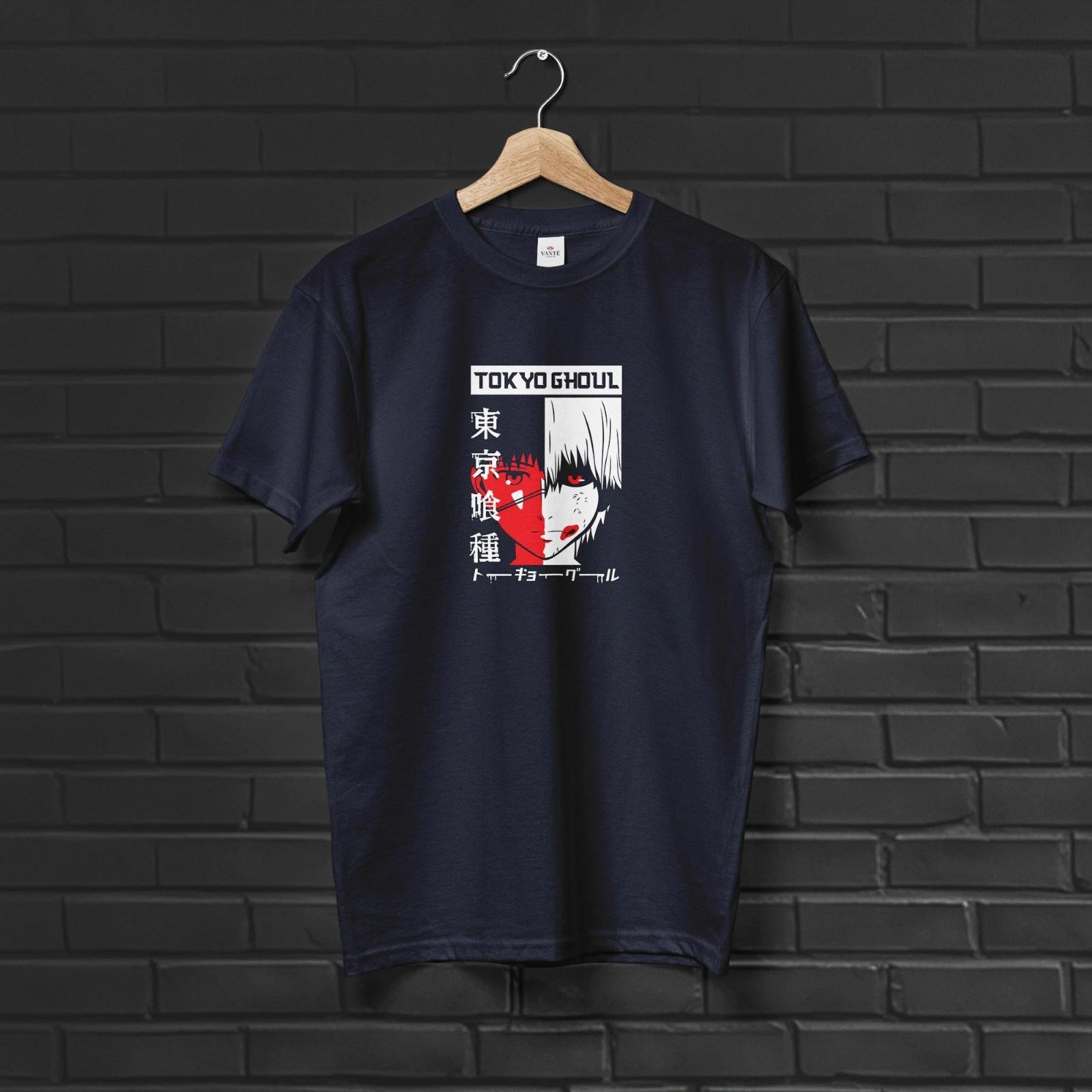 Ken Kaneki Anime T Shirt Ghoul Mask Graphic Cotton Streetwear Fan Tee M