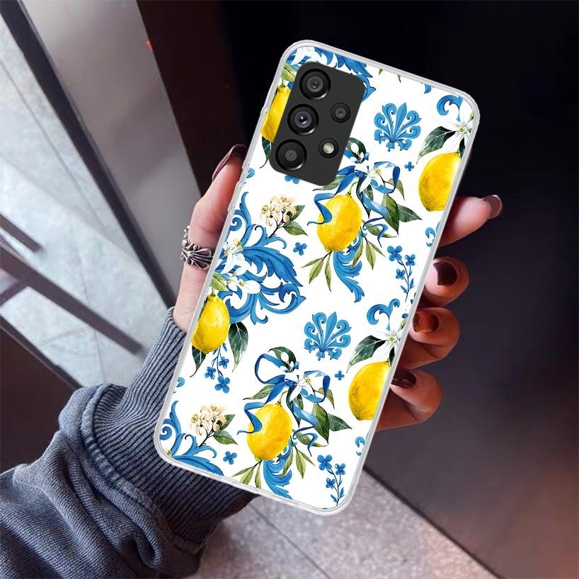 Summer Fruits Lemon Phone Case For Samsung Galaxy A12 A52S A42 A32 A22 A51 A50 Note 20 Ultra 10 S10 Plus A71 A70 A31 A30 A10S Ga