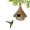 Hangable Natural Grass Bird Nest Bird's Nest Cage Grass House Shape Hanging Hummingbird House Hand-Woven Bird House Garden