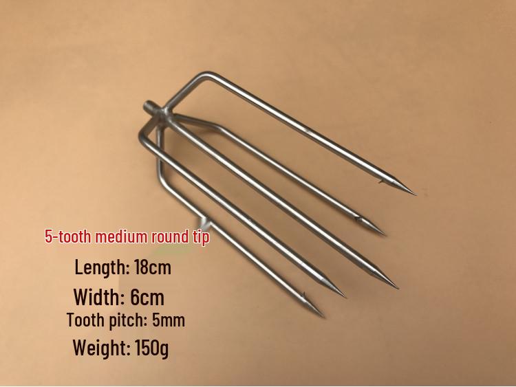 Stainless Steel Multi-functional Barbed Fish Spear Head - Handmade Flat Fork Lantern Design